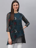 Designer Teal Printed Tunic