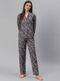 Cation Navy Printed Night Suit