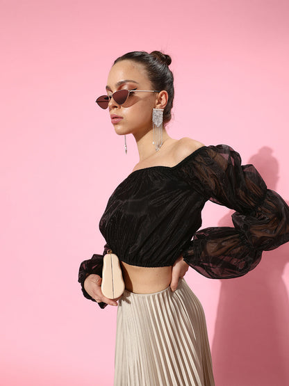 SCORPIUS Black Organza Top