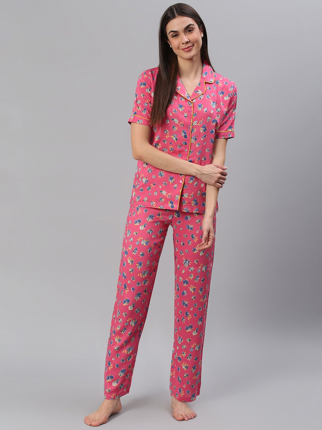 Cation Pink Printed Night Suit