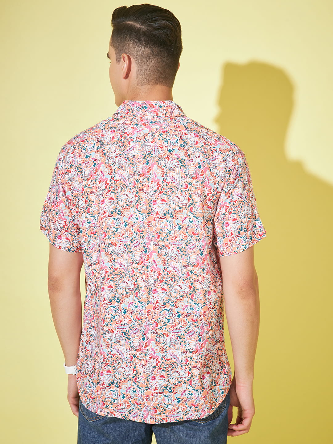Masculine Finesse: Pink Printed Men's Shirt