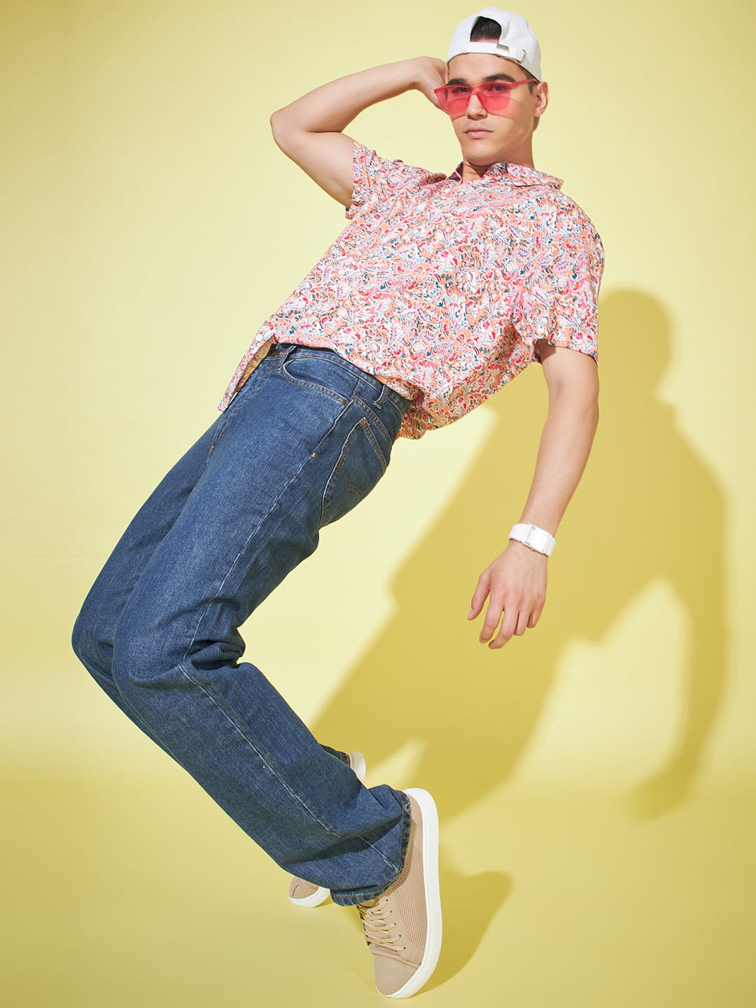 Masculine Finesse: Pink Printed Men's Shirt