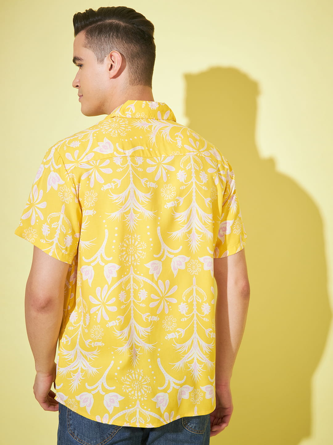 Sunlit Whispers: Lightweight Yellow Printed Shirt