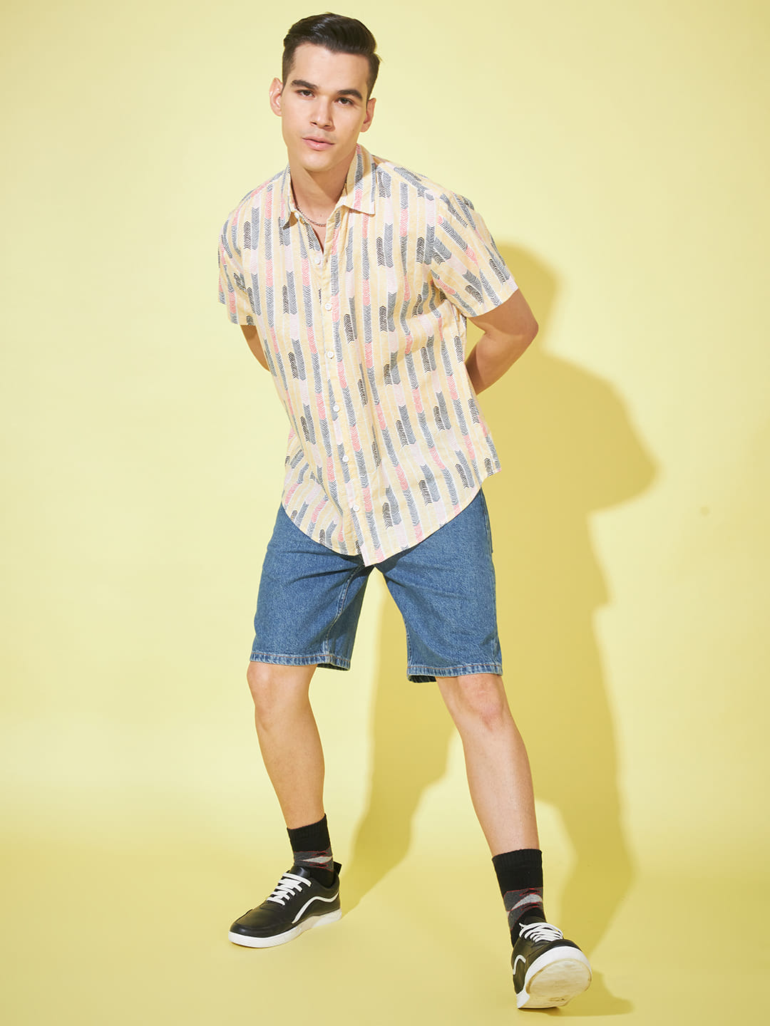 Kaleidoscope Whispers: Off-White Base Multicolor Printed Shirt
