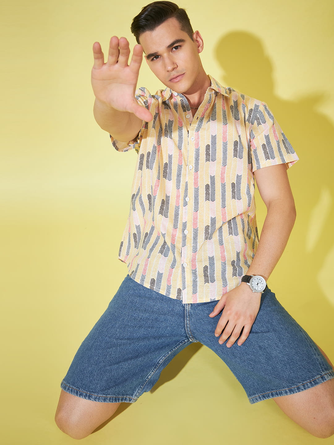 Kaleidoscope Whispers: Off-White Base Multicolor Printed Shirt