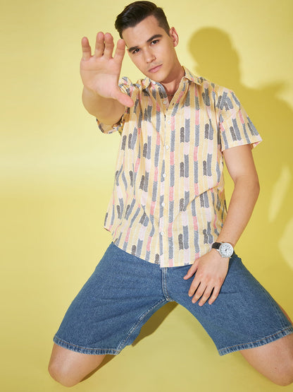 Kaleidoscope Whispers: Off-White Base Multicolor Printed Shirt
