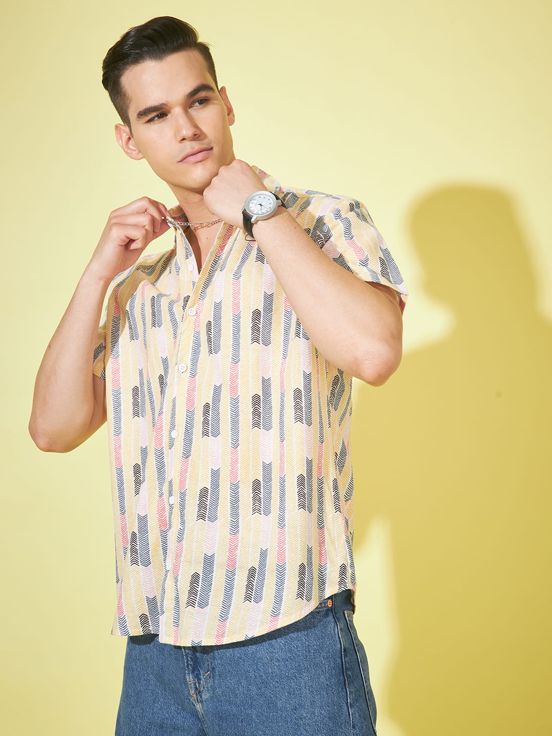 Kaleidoscope Whispers: Off-White Base Multicolor Printed Shirt