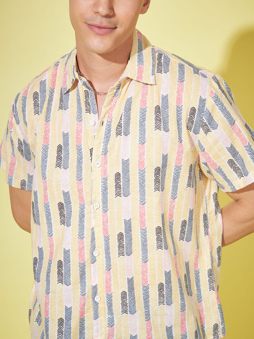 Kaleidoscope Whispers: Off-White Base Multicolor Printed Shirt