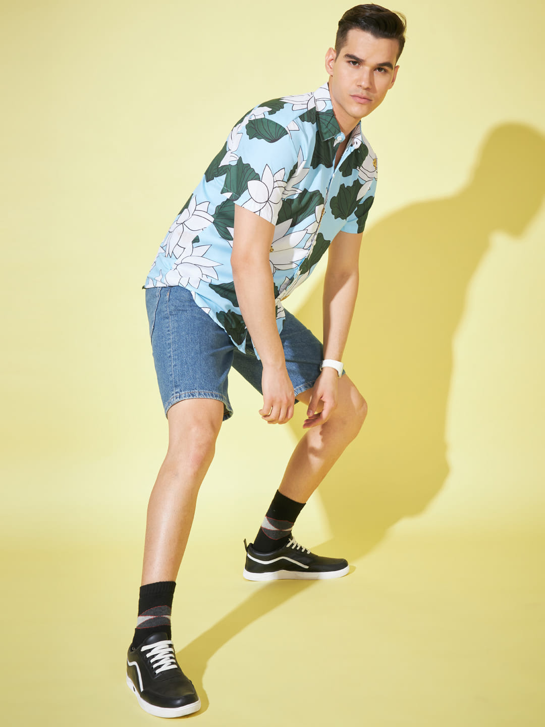 Heavenly Blooms: Sky Blue Floral Print Shirt