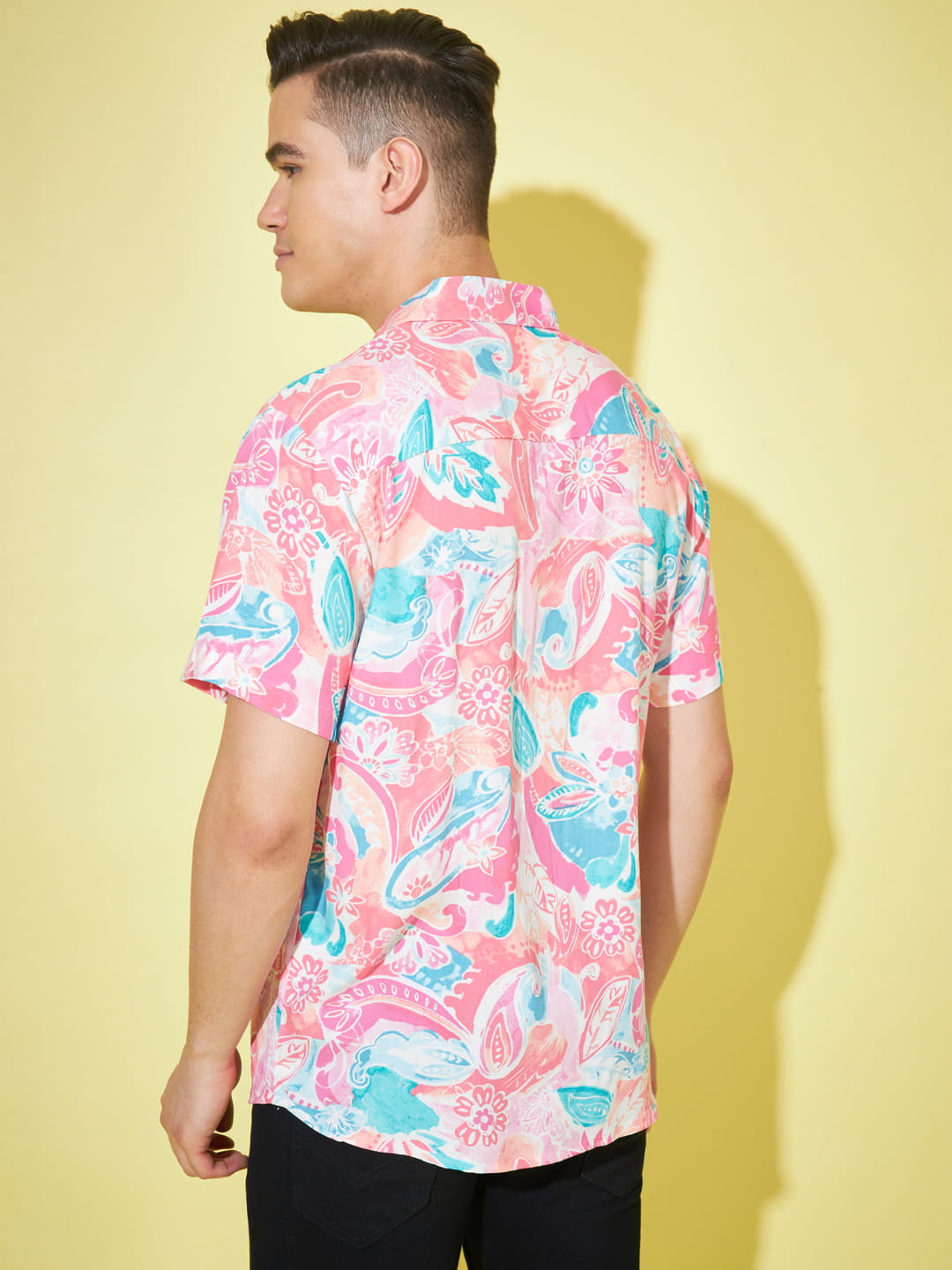 Rosy Delight: Pink Printed Men's Shirt