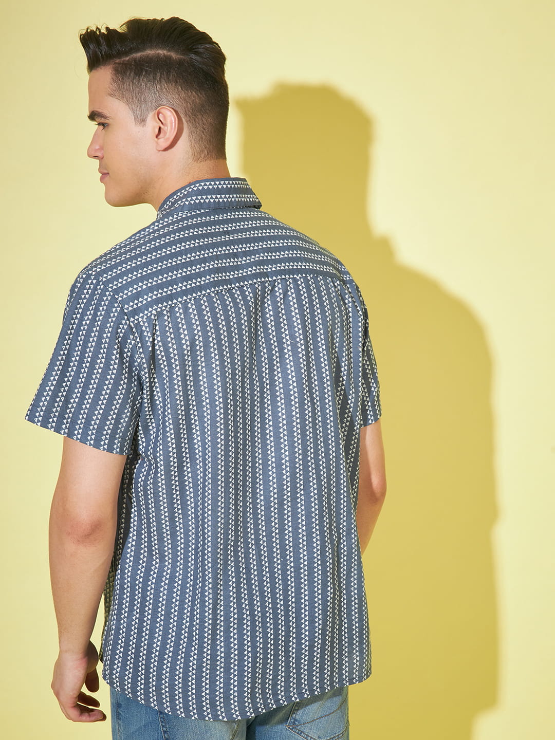 Mystic Charcoal: Dark Grey Printed Shirt
