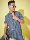 Mystic Charcoal: Dark Grey Printed Shirt