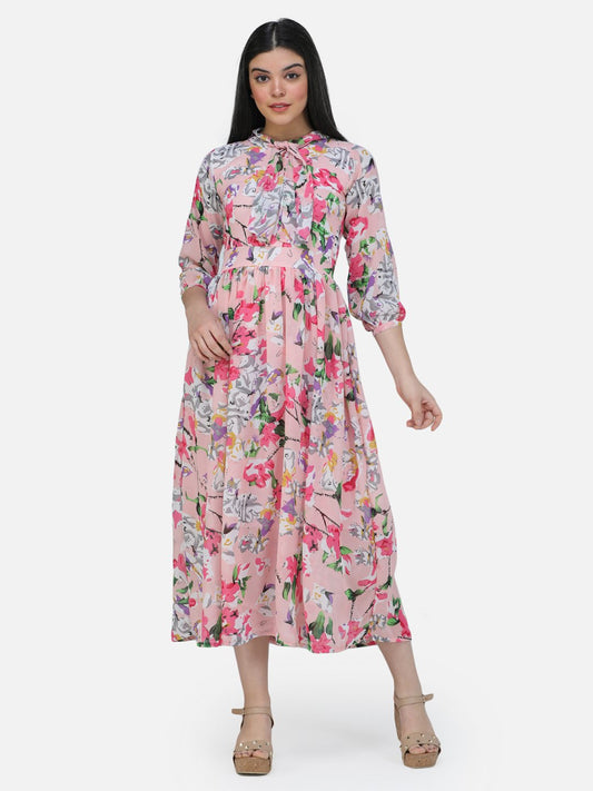 SCORPIUS PINK printed Midi dress