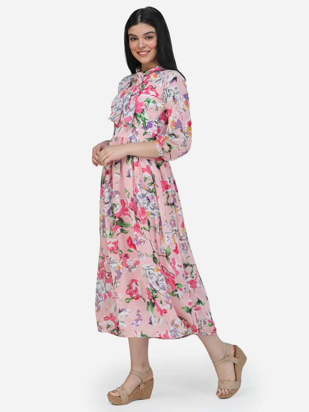 SCORPIUS PINK printed Midi dress