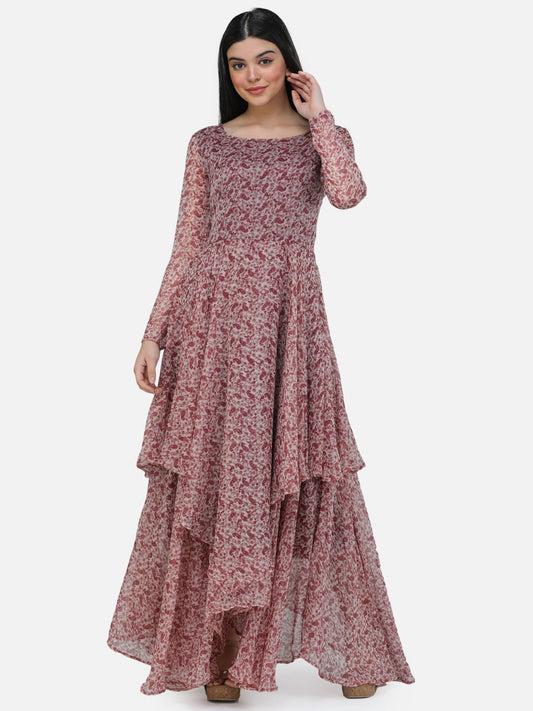 SCORPIUS Printed Full sleeve Layered dress