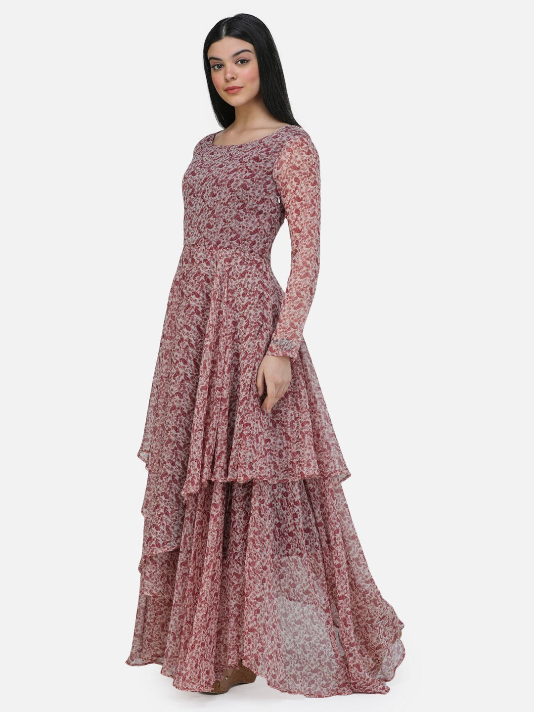 SCORPIUS Printed Full sleeve Layered dress