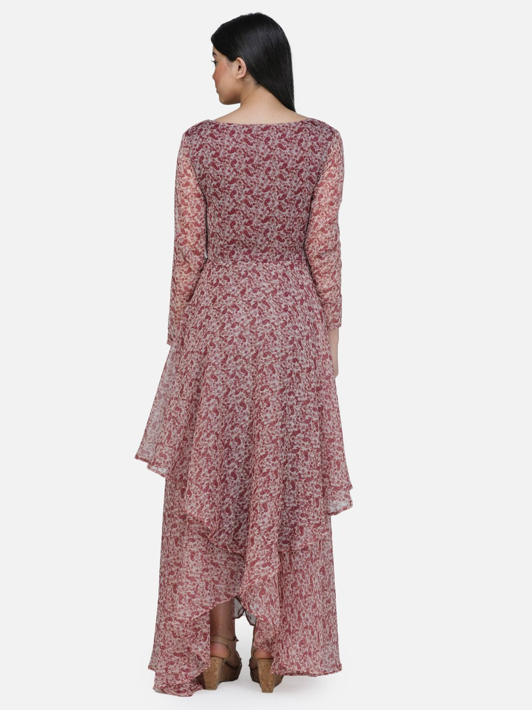 SCORPIUS Printed Full sleeve Layered dress