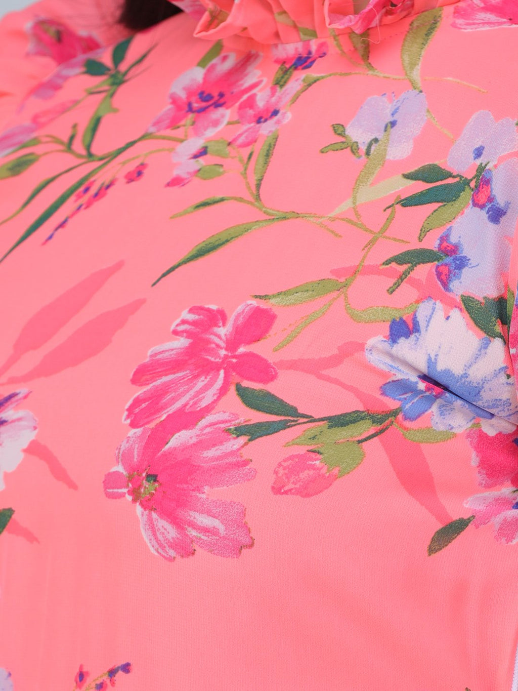 SCORPIUS fluorescent Printed puff sleeved dress