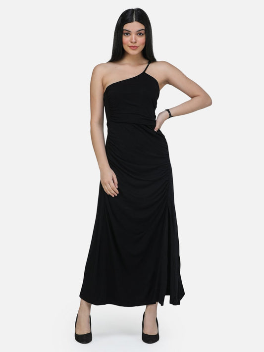 SCORPIUS Black Solid Partywear Dress