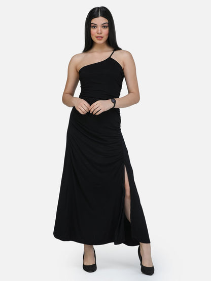 SCORPIUS Black Solid Partywear Dress