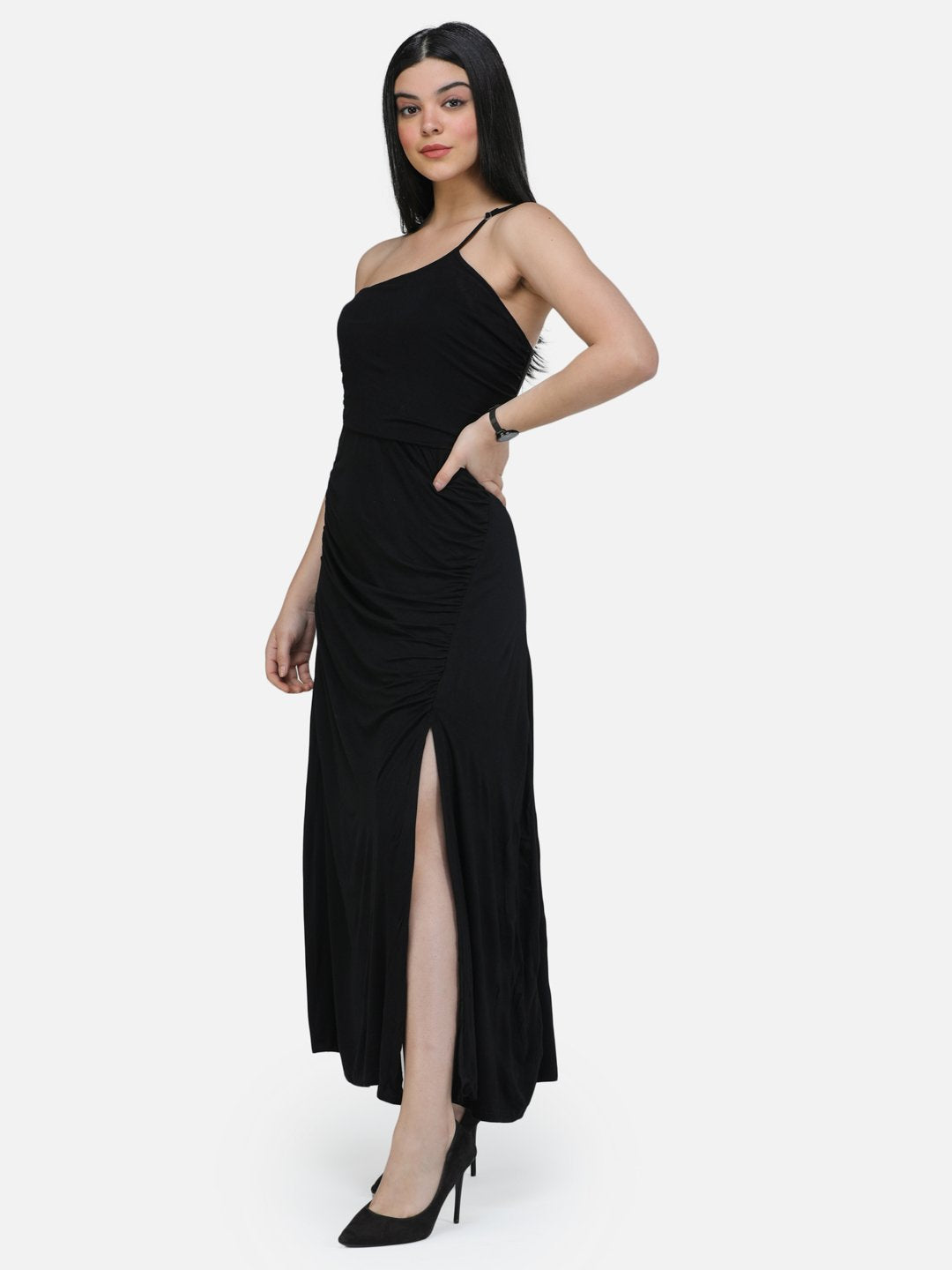 SCORPIUS Black Solid Partywear Dress