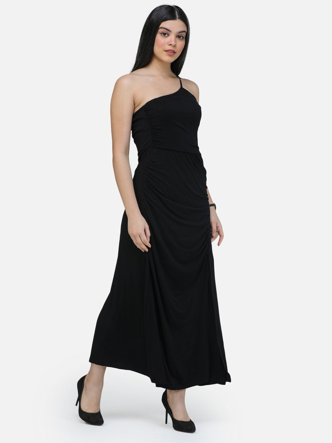 SCORPIUS Black Solid Partywear Dress