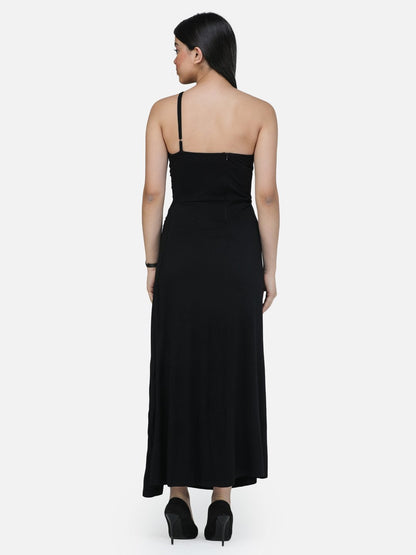 SCORPIUS Black Solid Partywear Dress