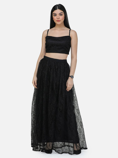 SCORPIUS Black net long skirt