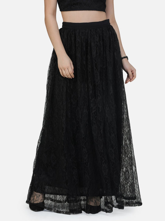 SCORPIUS Black net long skirt