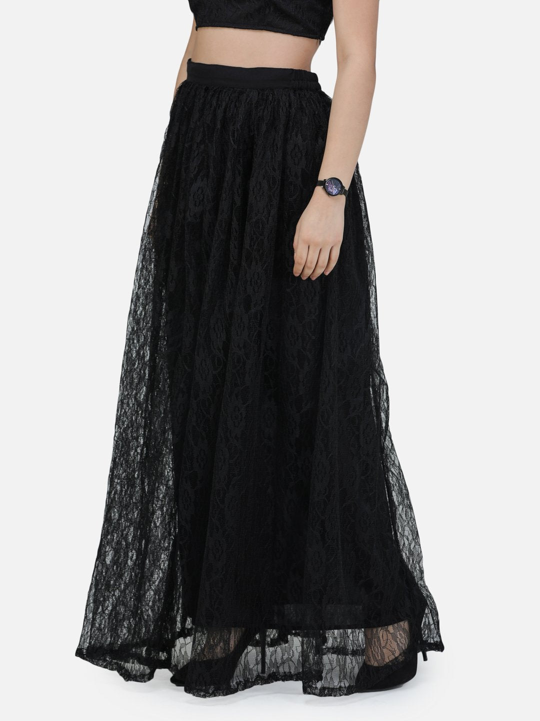 SCORPIUS Black net long skirt