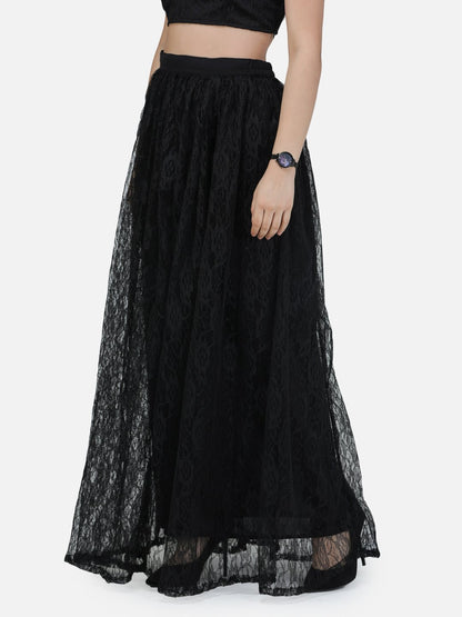 SCORPIUS Black net long skirt