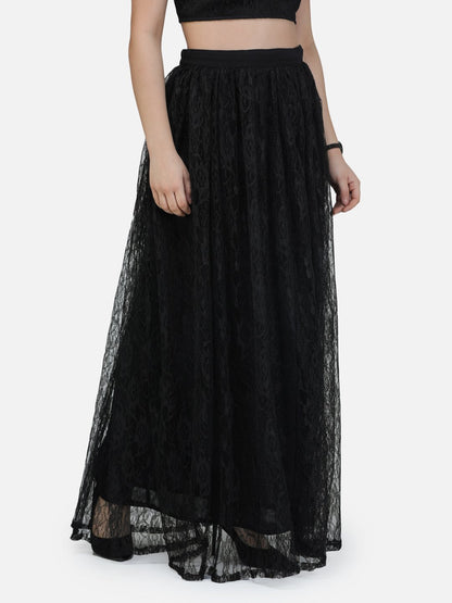 SCORPIUS Black net long skirt