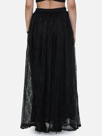 SCORPIUS Black net long skirt
