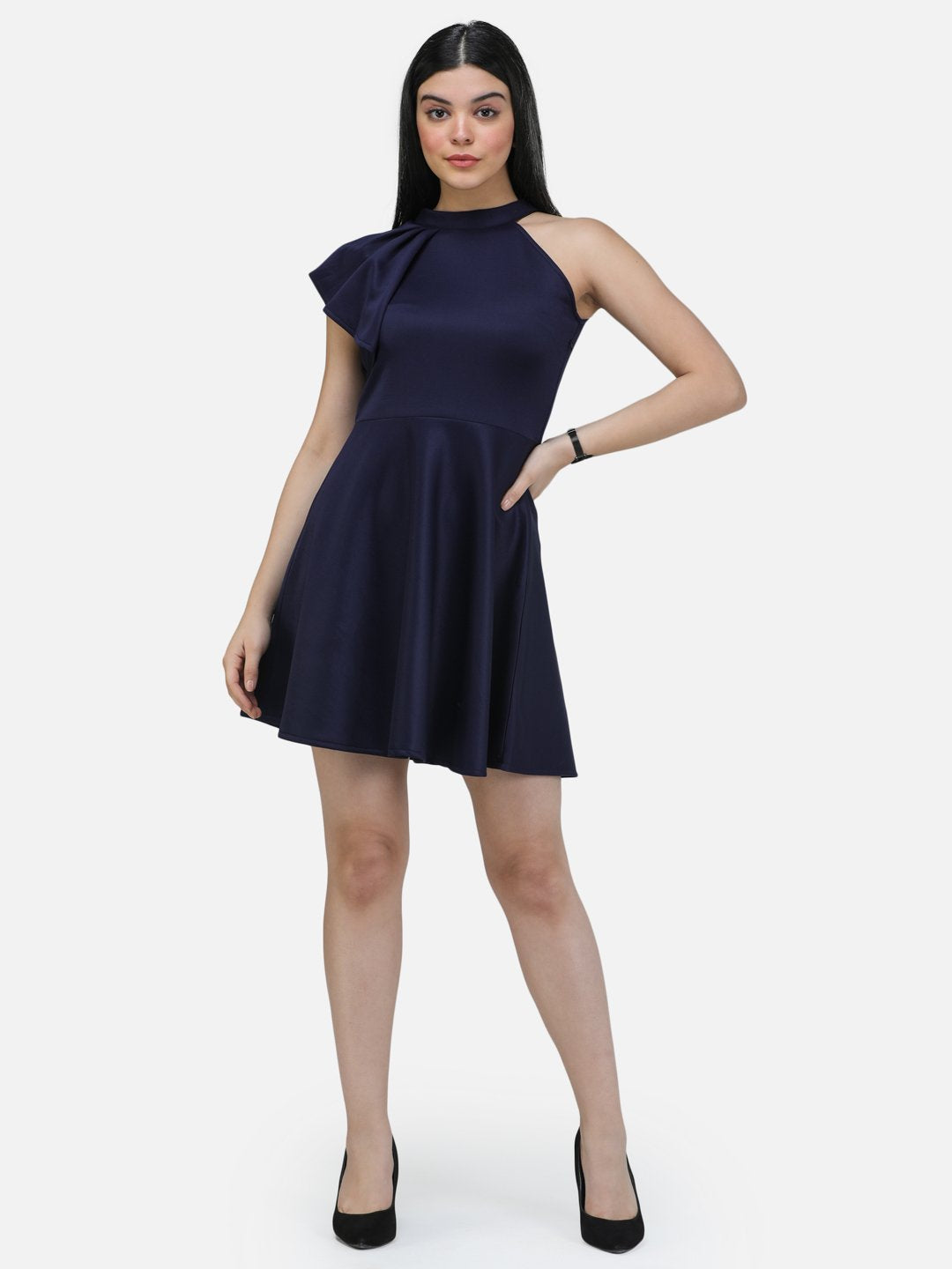 SCORPIUS Navy Scuba one sleeve dress