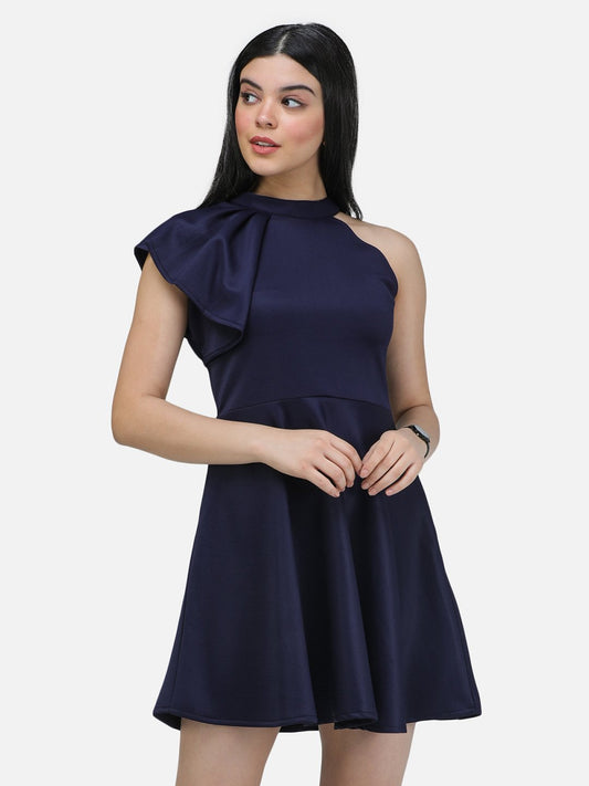 SCORPIUS Navy Scuba one sleeve dress