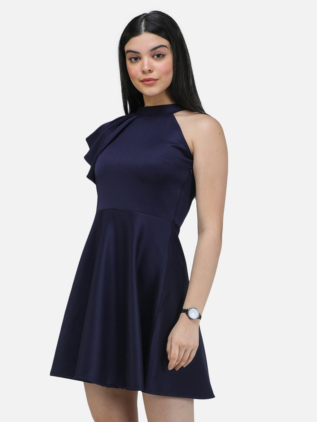 SCORPIUS Navy Scuba one sleeve dress