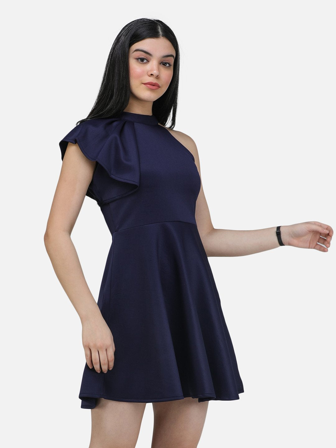 SCORPIUS Navy Scuba one sleeve dress