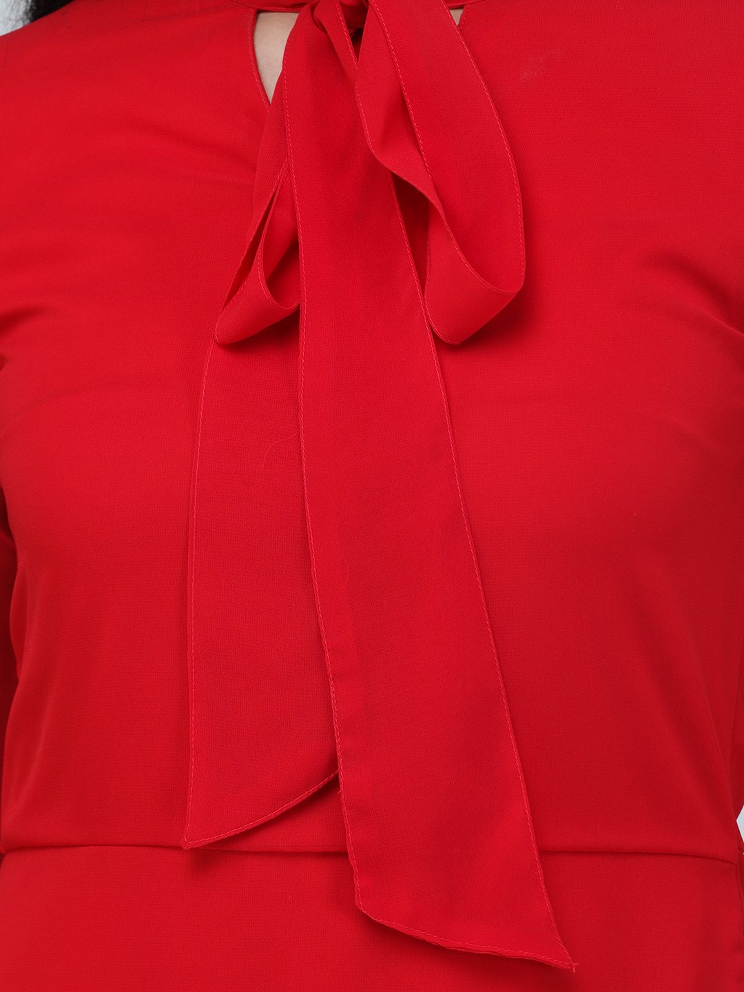 SCORPIUS Red front knot Mini Dress