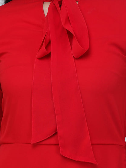 SCORPIUS Red front knot Mini Dress