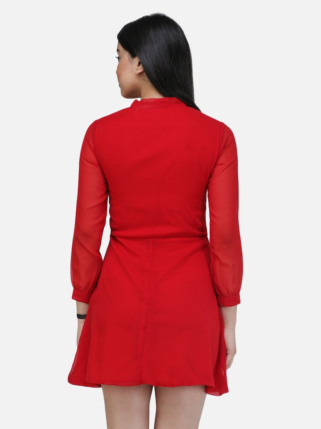 SCORPIUS Red front knot Mini Dress