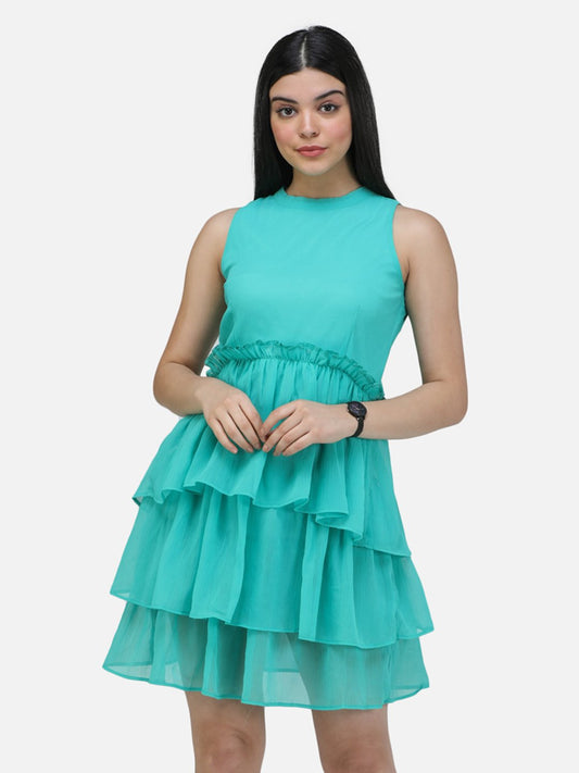 SCORPIUS Cutsleeve Frilled Dress