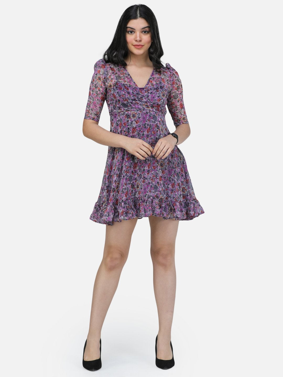 SCORPIUS Purple Printed Mini dress