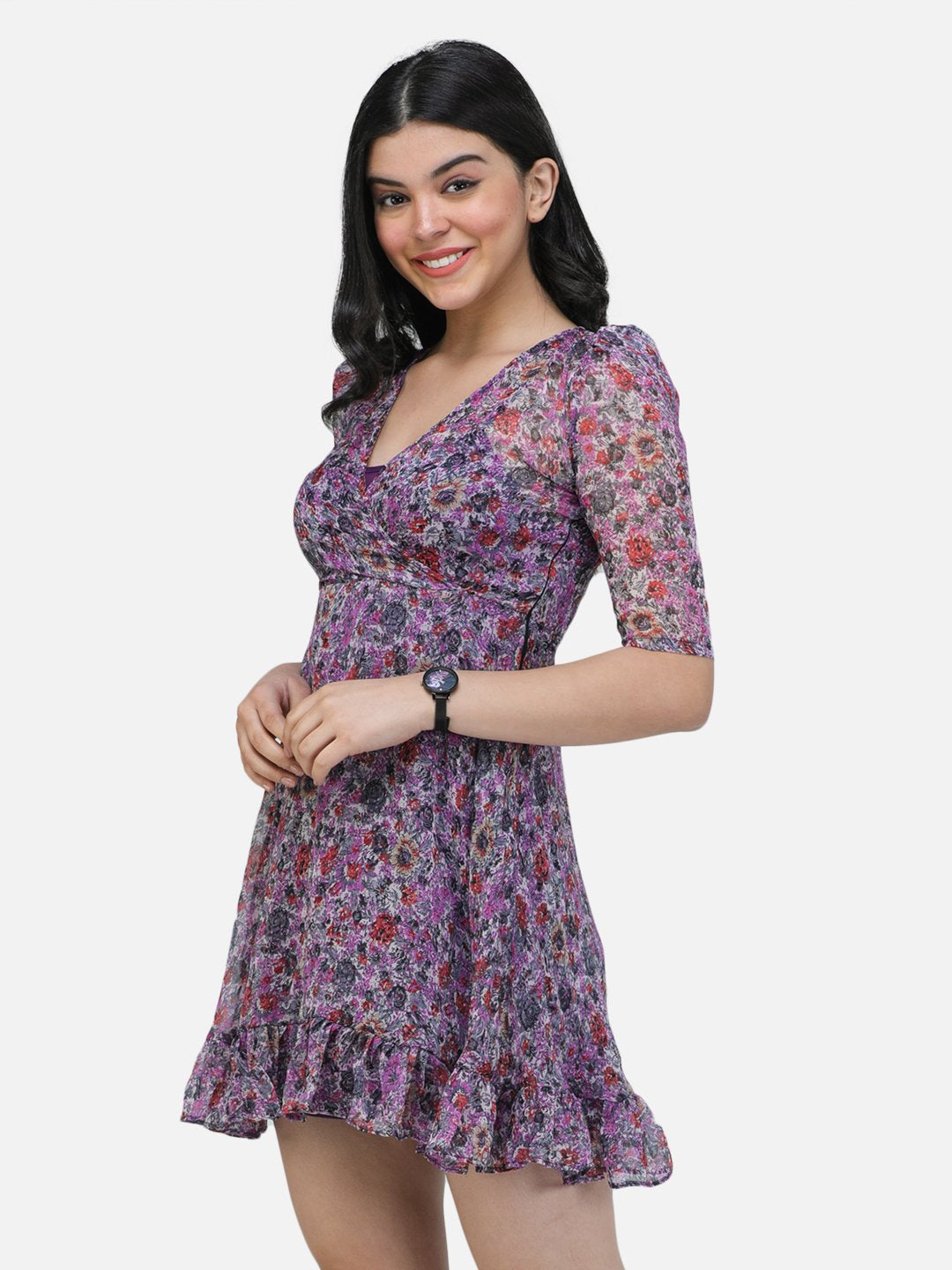 SCORPIUS Purple Printed Mini dress