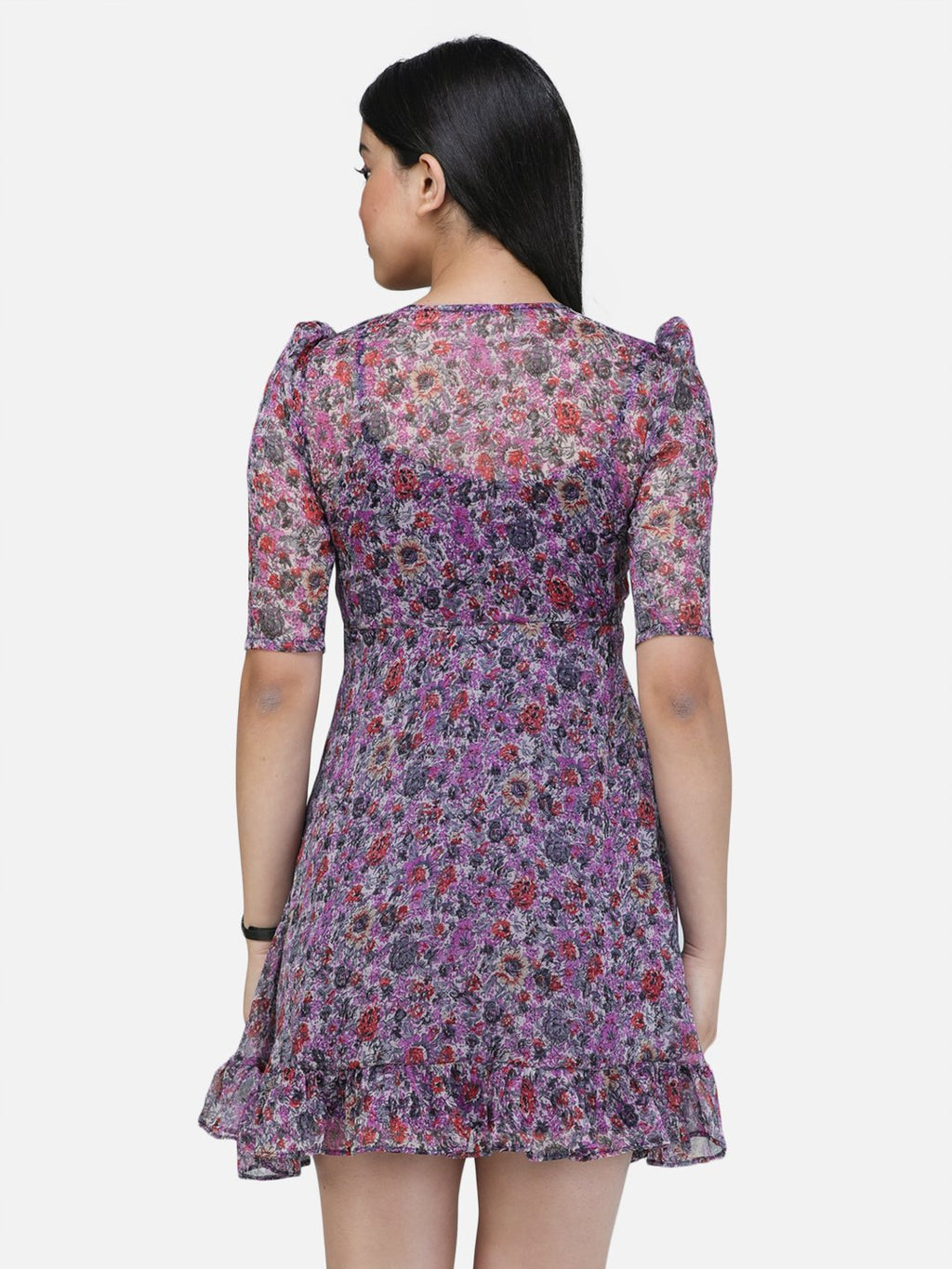 SCORPIUS Purple Printed Mini dress