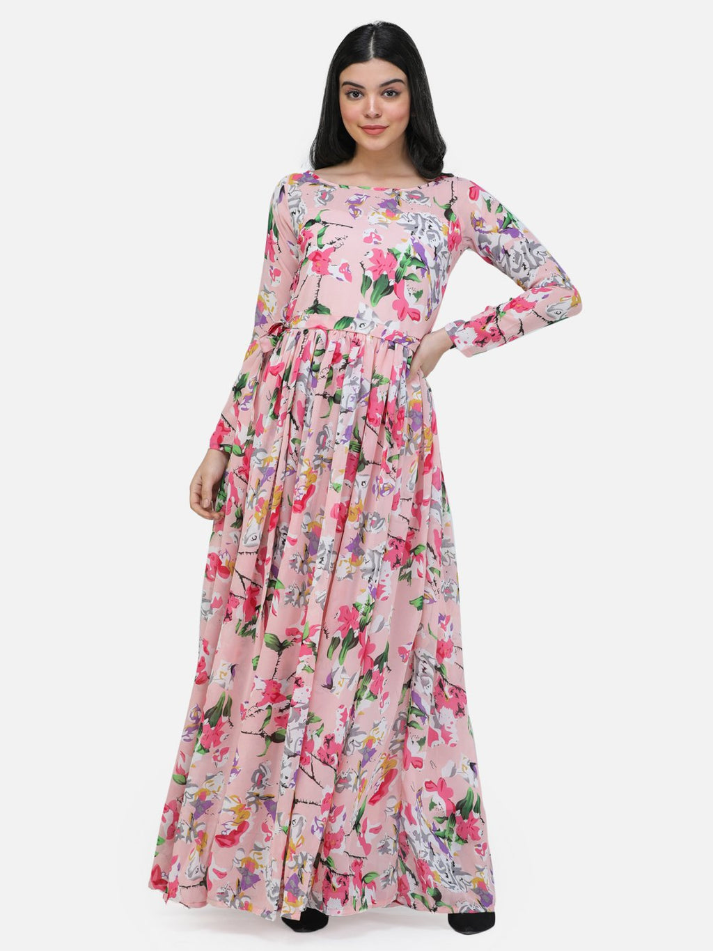 SCORPIUS Pink chiffon printed fullsleeve