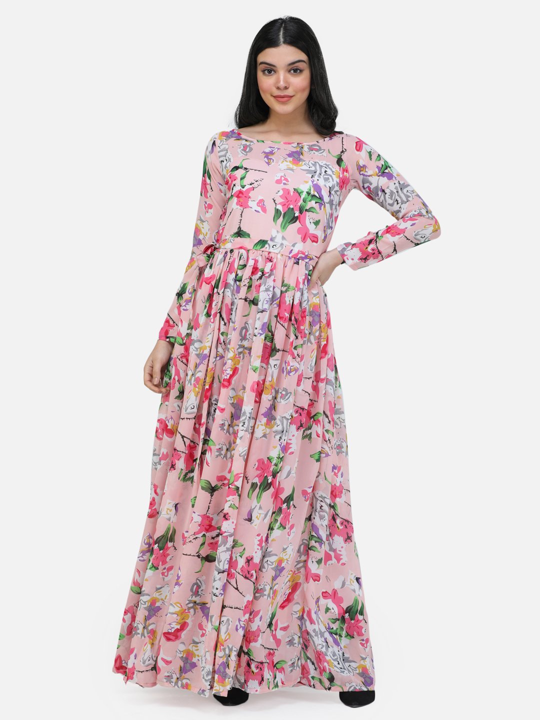 SCORPIUS Pink chiffon printed fullsleeve