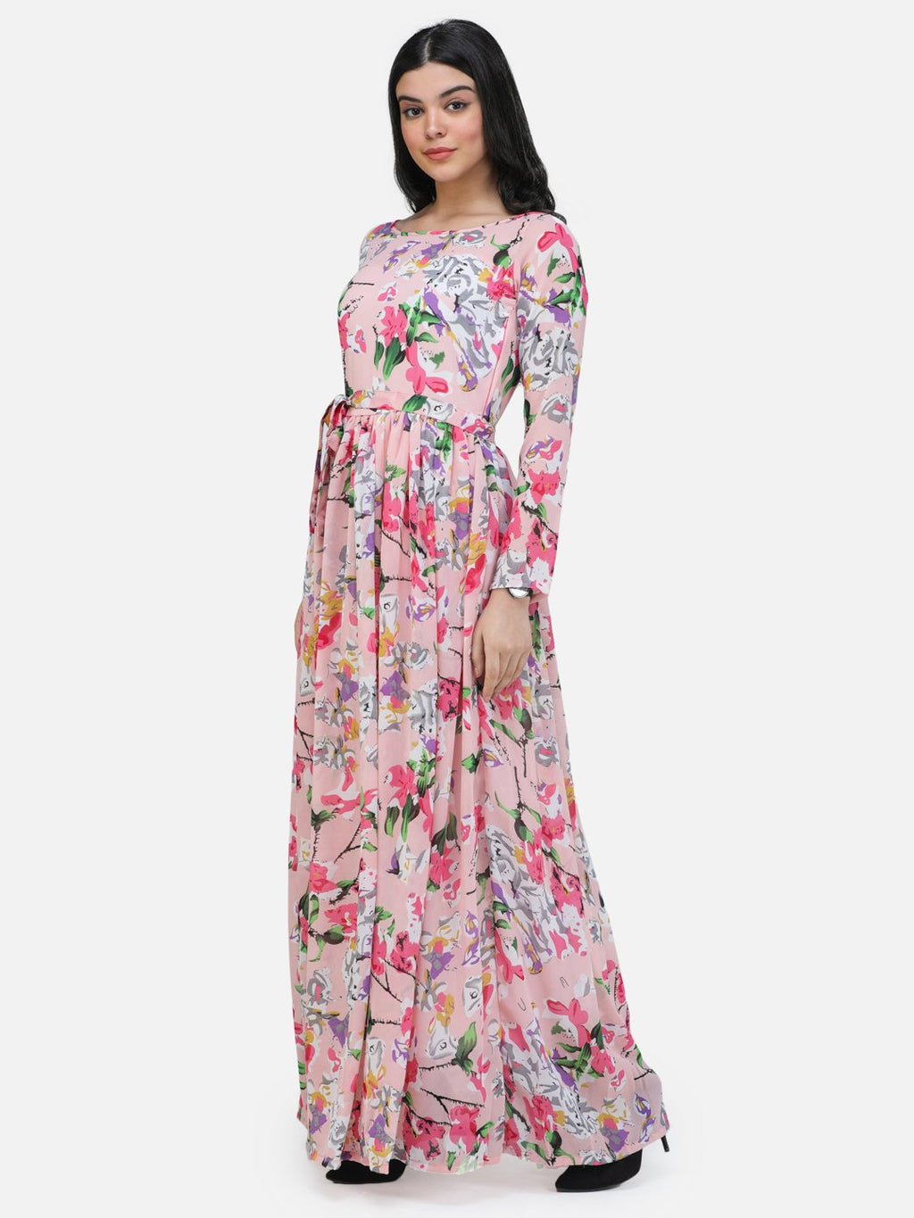 SCORPIUS Pink chiffon printed fullsleeve