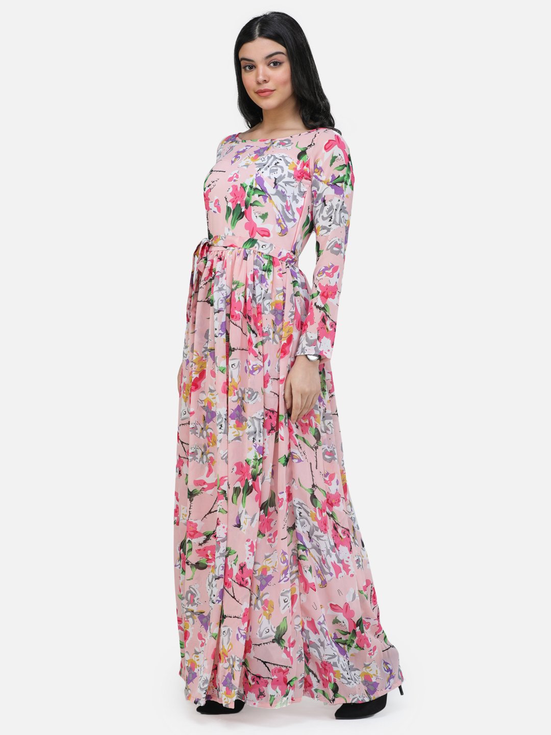 SCORPIUS Pink chiffon printed fullsleeve