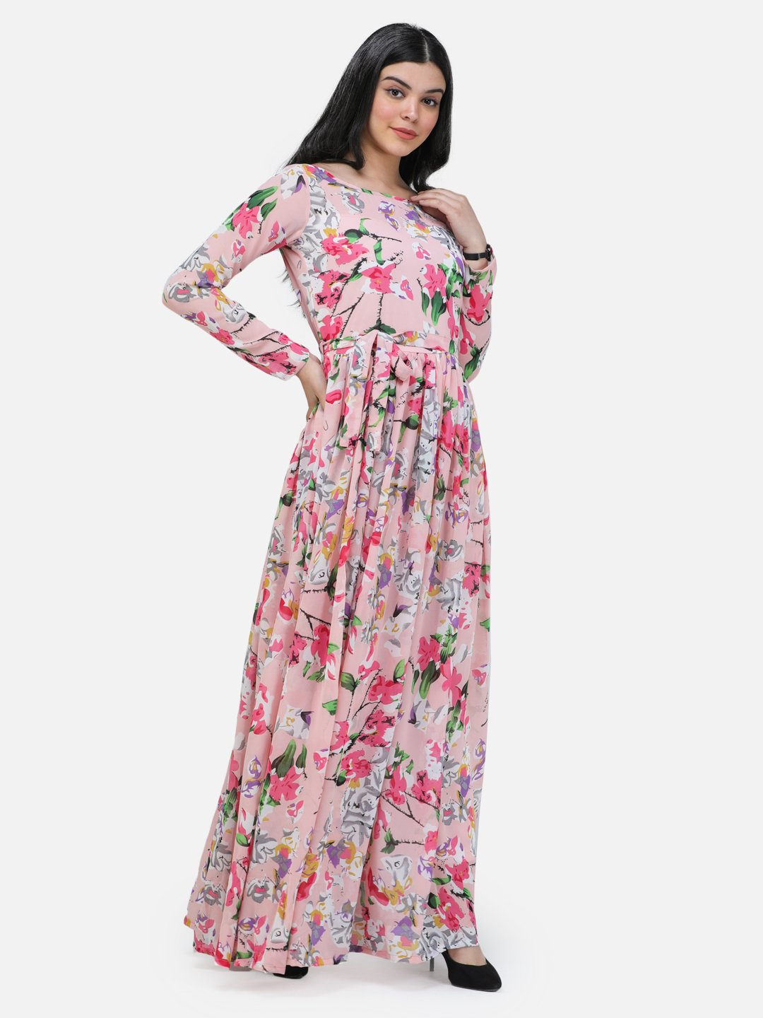 SCORPIUS Pink chiffon printed fullsleeve