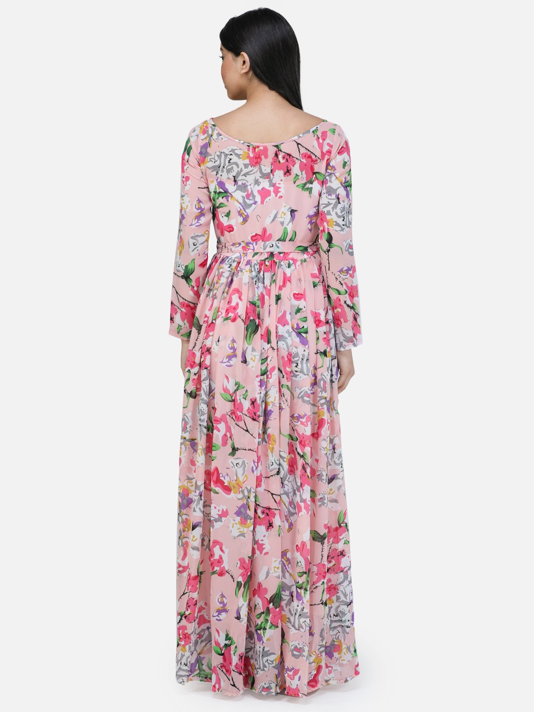SCORPIUS Pink chiffon printed fullsleeve